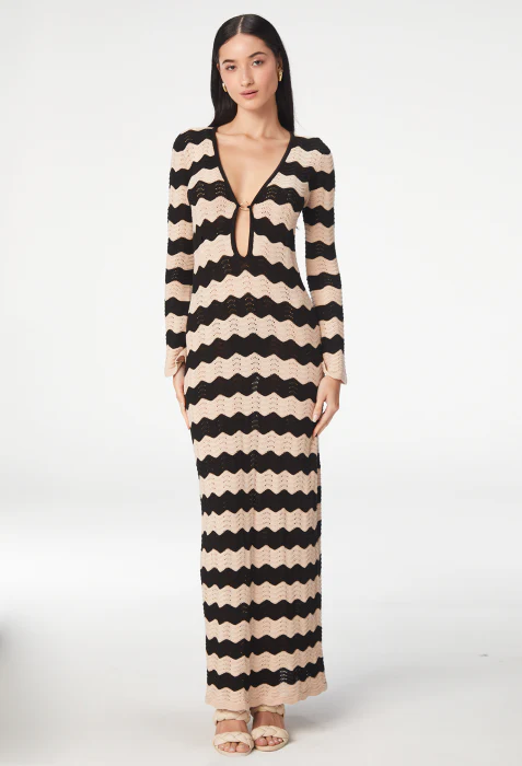 Seashell Striped Knitted Dress